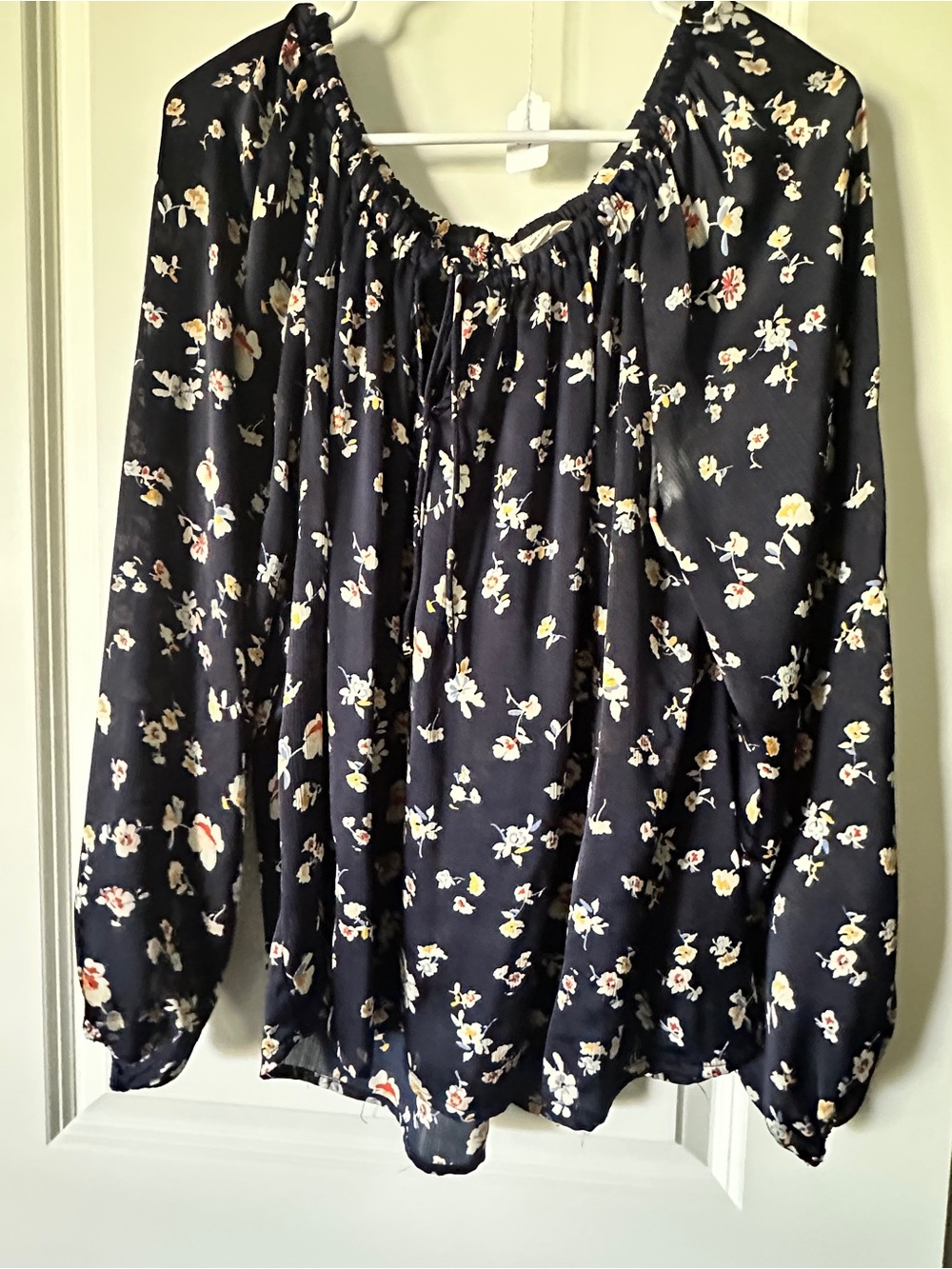lovestitch Navy Floral Peasant Tunic Top